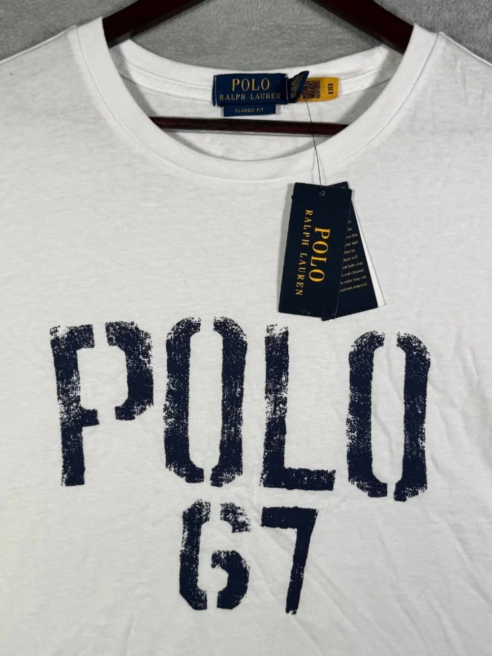 Polo Ralph Lauren T Shirt Mens XL White 67 Graphic Distressed Stencil Tee $65